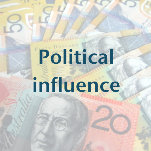 Political influence. Background is Australian money.